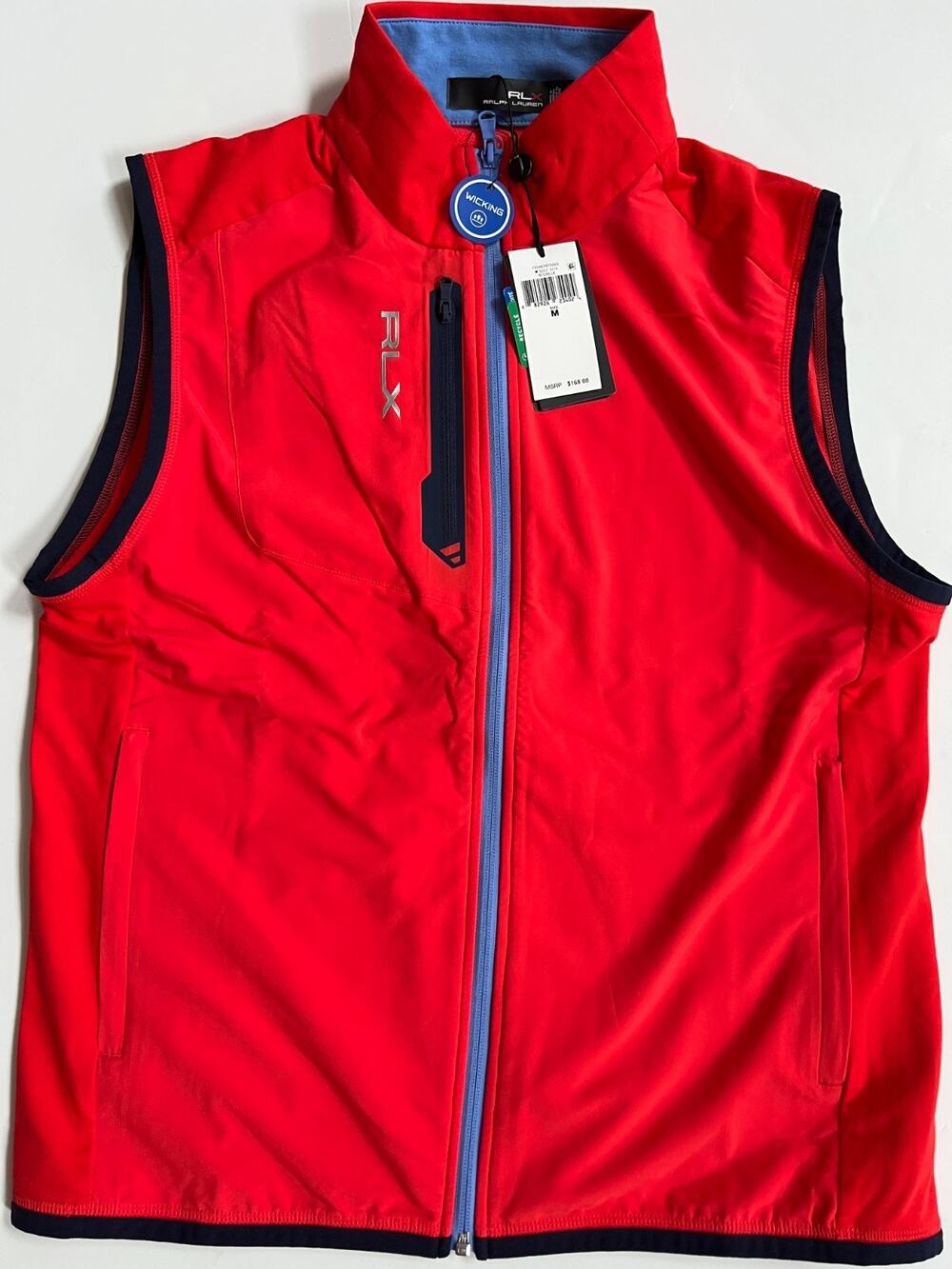 Ralph Lauren RLX Full Zip Performance Golf Vest Casual Red Men's Size M